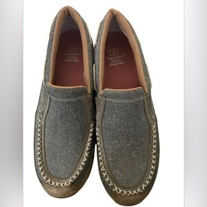 Twisted X Women's Gray Canvas Slip-On Loafers